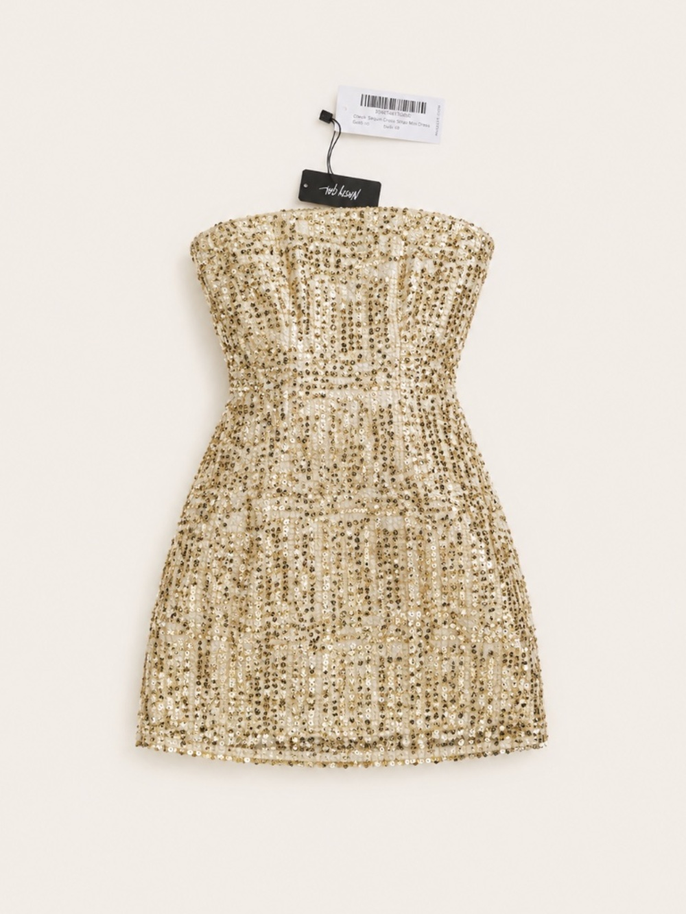 NWT Nasty Gal Gold Sequin Strapless Mini Dress Size 6